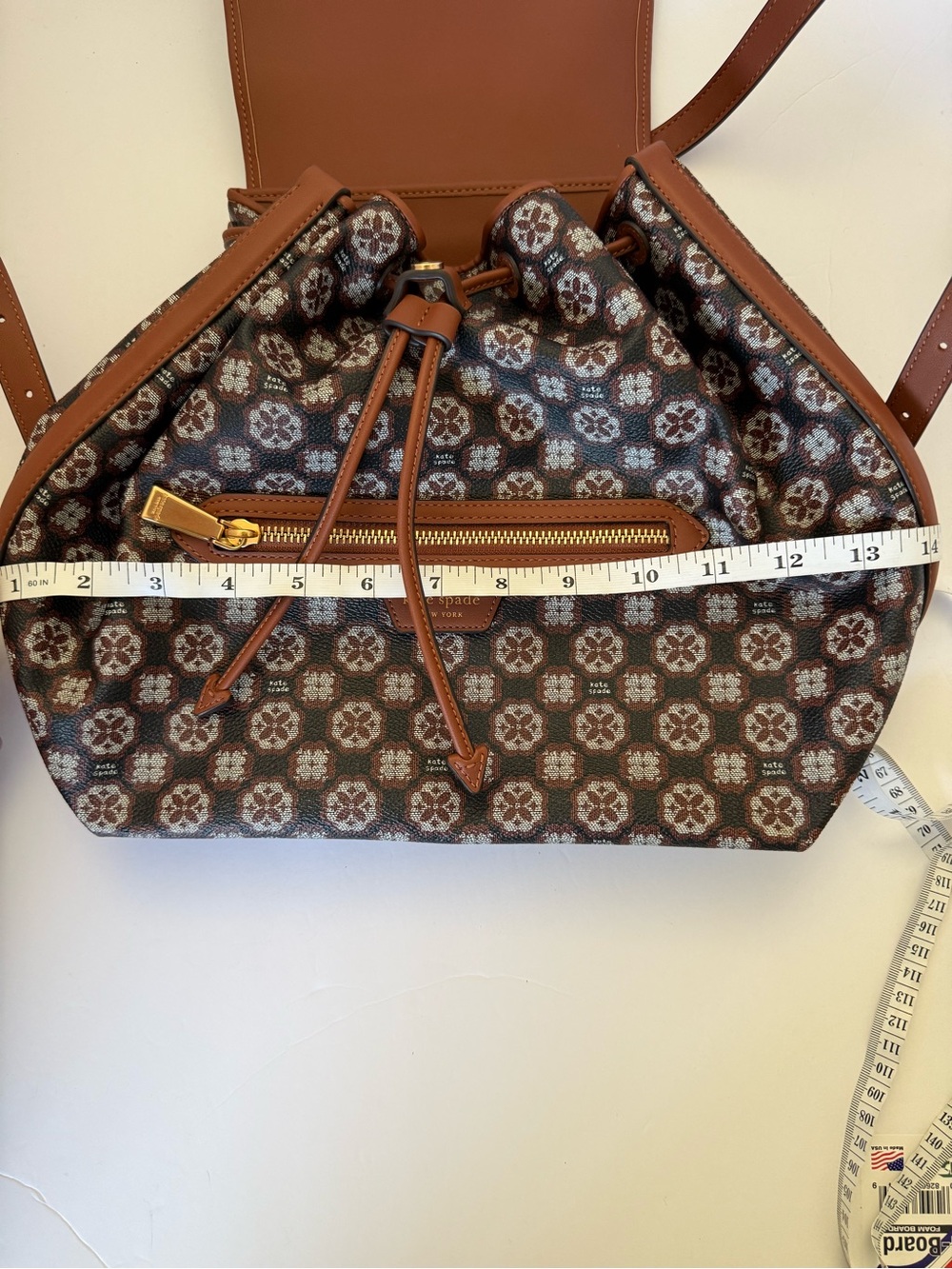 Kate Spade Flower Monogram Medium Backpack Brown Travel Bag - Picture 14 of 14